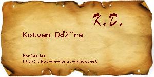 Kotvan Dóra névjegykártya